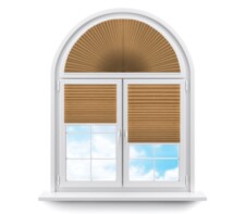 Плиссе арочные (шторы, жалюзи) скио перл бежево коричневый цена. Купить в «Мастерская Жалюзи»